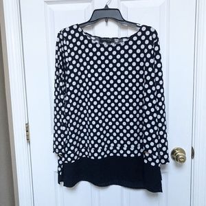ivanka trump womens xl b&w printed blouse polka do